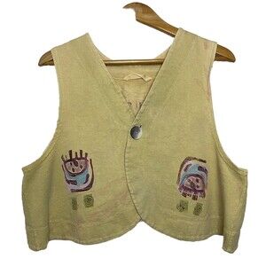 Blue Fish Women's Vintage Mustard Yellow 1997 Sz 1 Button Front Tank Vest